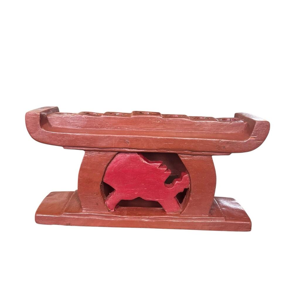 Kwanzaa Kinara Solid Wood Handmade Handcrafted in Ghana Brown Africa US Carving - Picture 5 of 8